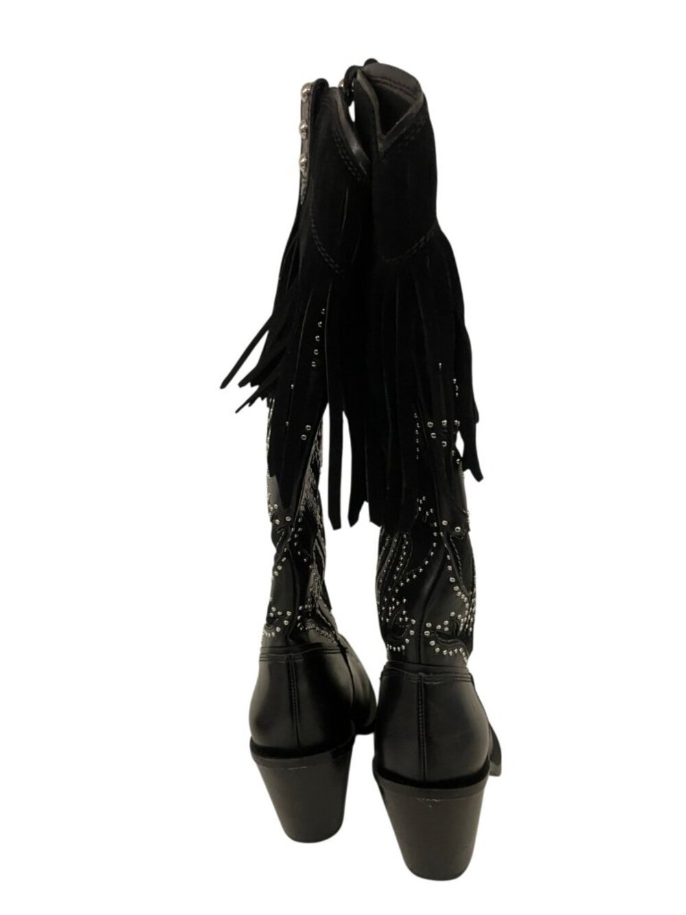 Zara Womens Western Fringe Cowgirl Boots EU 37 US 6.5 Pointed Toe 3062/410 EUC - Picture 5 of 11
